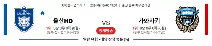 9월 18일 AFC챔피언스리그 2경기