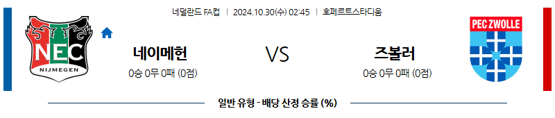 10월30일 02:45 네덜란드FA컵 네이메헌 즈볼레