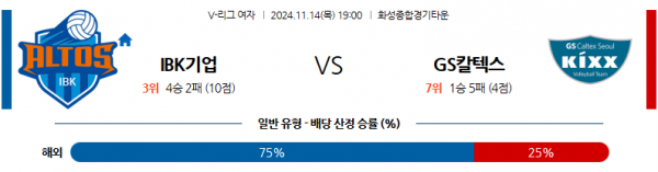 11월 14일 V-리그 (여) IBK기업은행 GS칼텍스 국내배구분석 스포츠분석