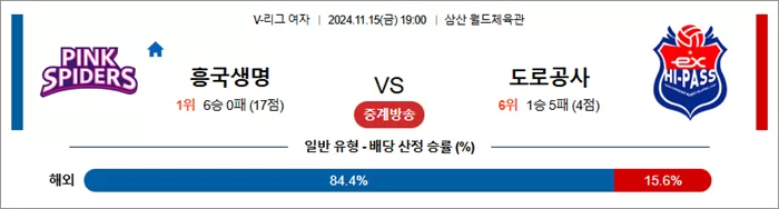 11월 15일 KOVO여 흥국생명 도로공사