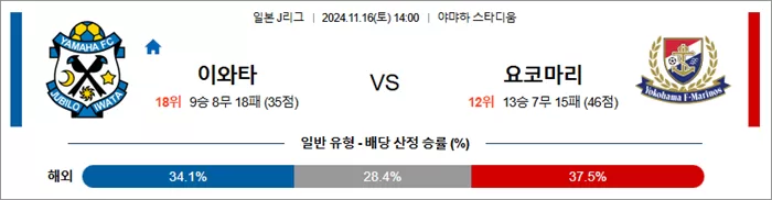 11월 16일 J1리그 이와타:요코마리